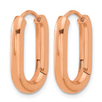 Stainless Steel Rose Gold-Tone Polished Elongated Hoop Earrings for Women