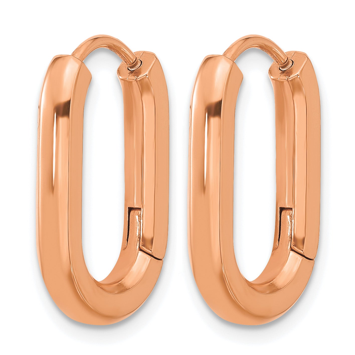 Stainless Steel Rose Gold-Tone Polished Elongated Hoop Earrings for Women