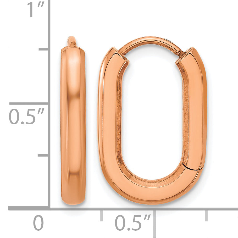 Stainless Steel Rose Gold-Tone Polished Elongated Hoop Earrings for Women