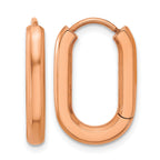 Stainless Steel Rose Gold-Tone Polished Elongated Hoop Earrings for Women