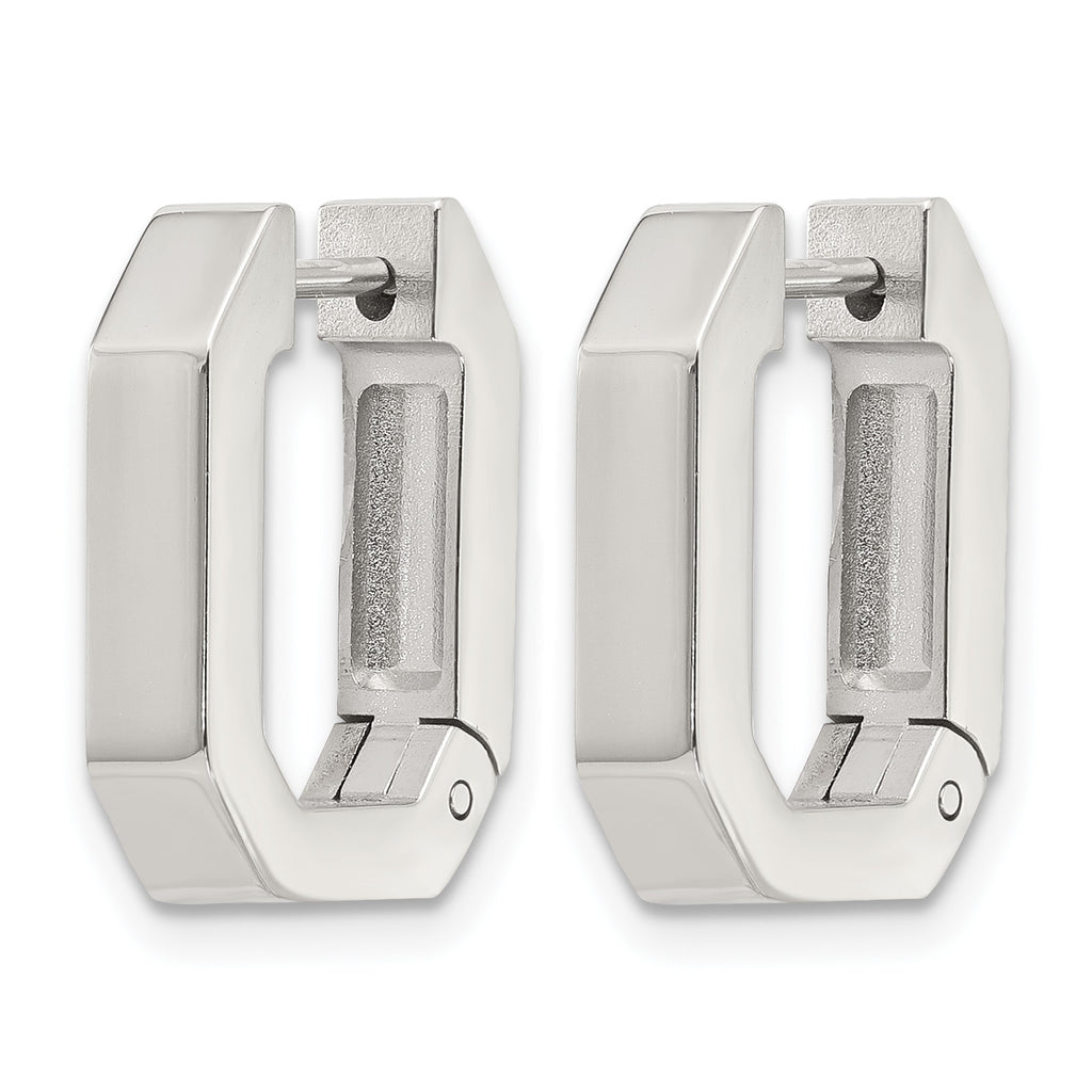 Stainless Steel Polished Square Hinged Hoop Earrings for Women