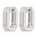 Stainless Steel Polished Square Hinged Hoop Earrings for Women