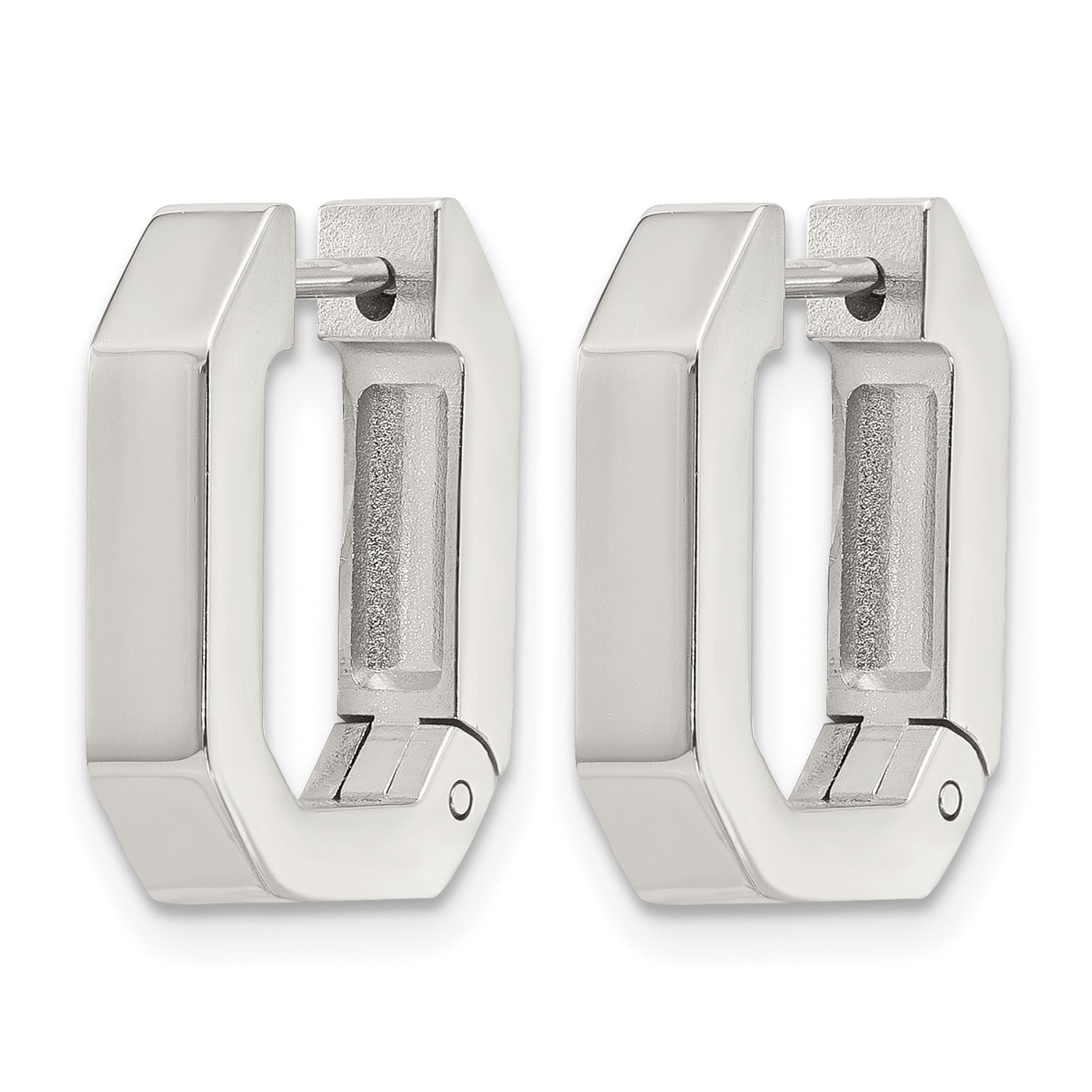 Stainless Steel Polished Square Hinged Hoop Earrings for Women