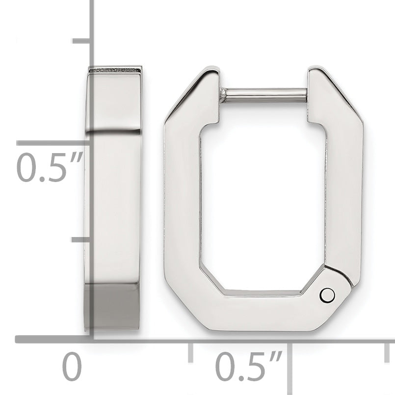 Stainless Steel Polished Square Hinged Hoop Earrings for Women