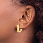 Stainless Steel Gold-Tone Polished Square Hinged Hoop Earrings for Women