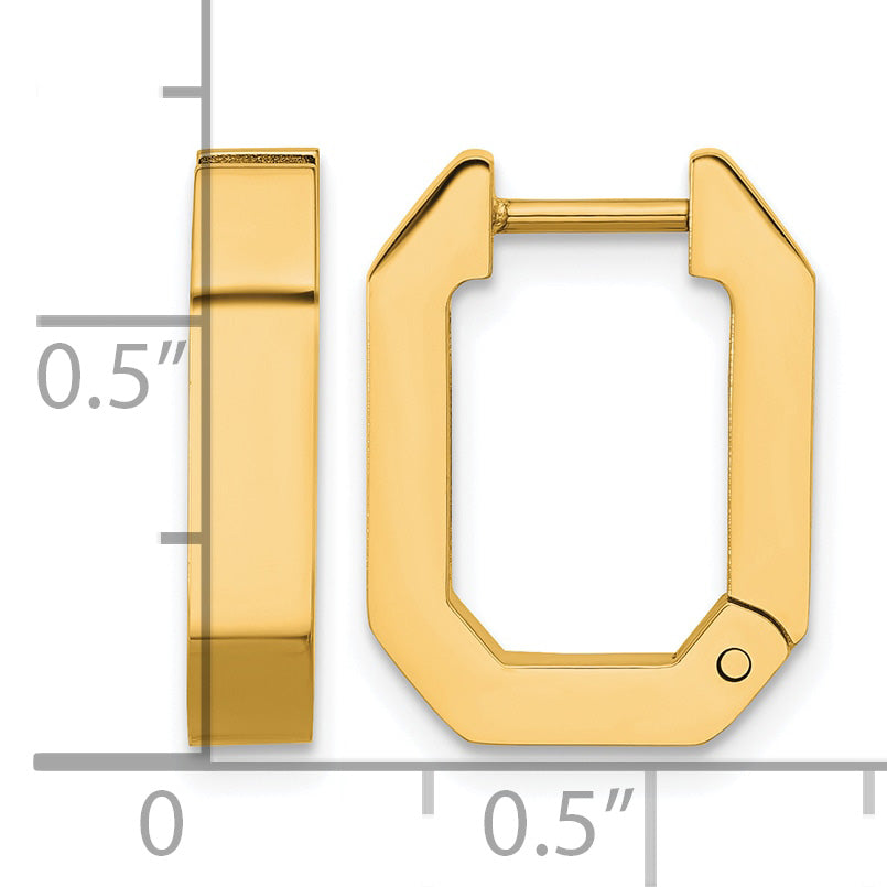 Stainless Steel Gold-Tone Polished Square Hinged Hoop Earrings for Women