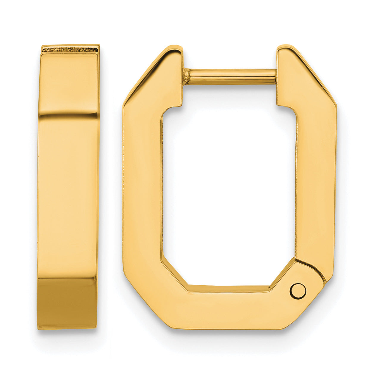 Stainless Steel Gold-Tone Polished Square Hinged Hoop Earrings for Women