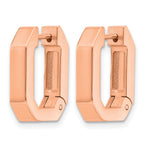 Stainless Steel Rose Gold-Tone Polished Square Hinged Hoop Earrings for Women