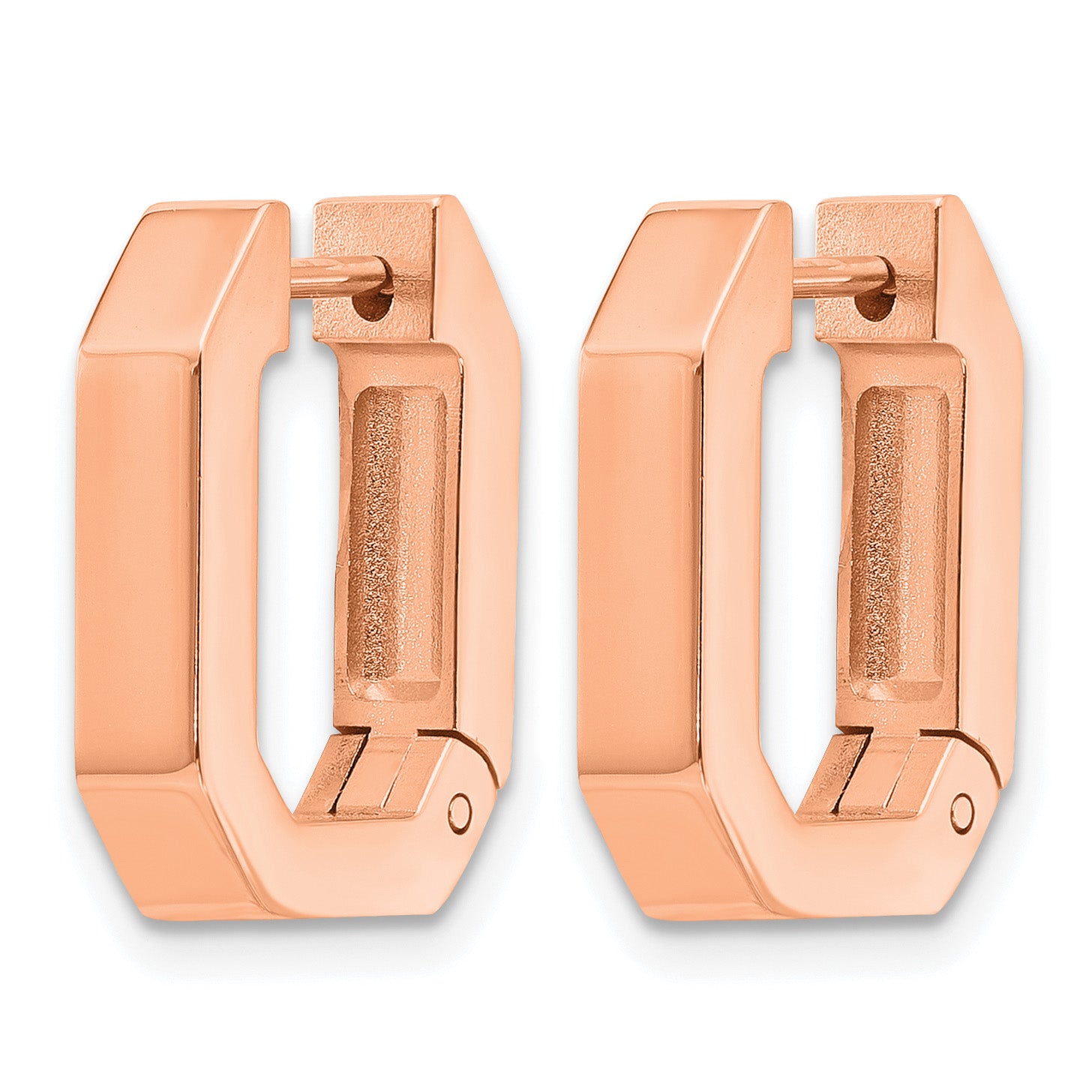 Polished Rose-Tone Stainless Steel Hoop Earrings 3.6mm