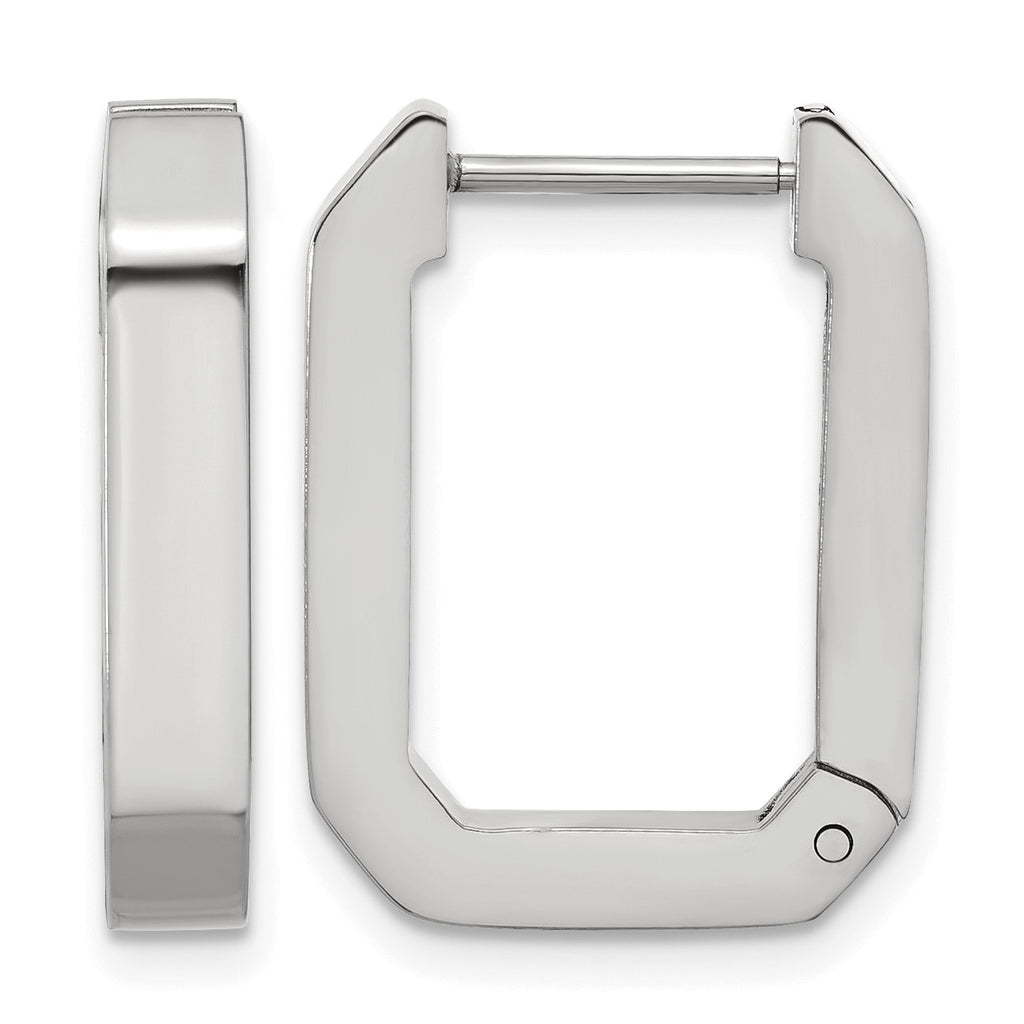 Stainless Steel Polished Square Hinged Hoop Earrings for Women