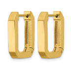 Stainless Steel Gold-Tone Polished Square Hinged Hoop Earrings for Women