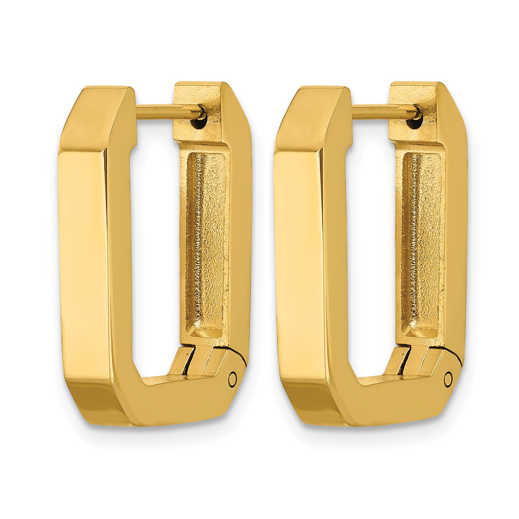 Stainless Steel Gold-Tone Polished Square Hinged Hoop Earrings for Women