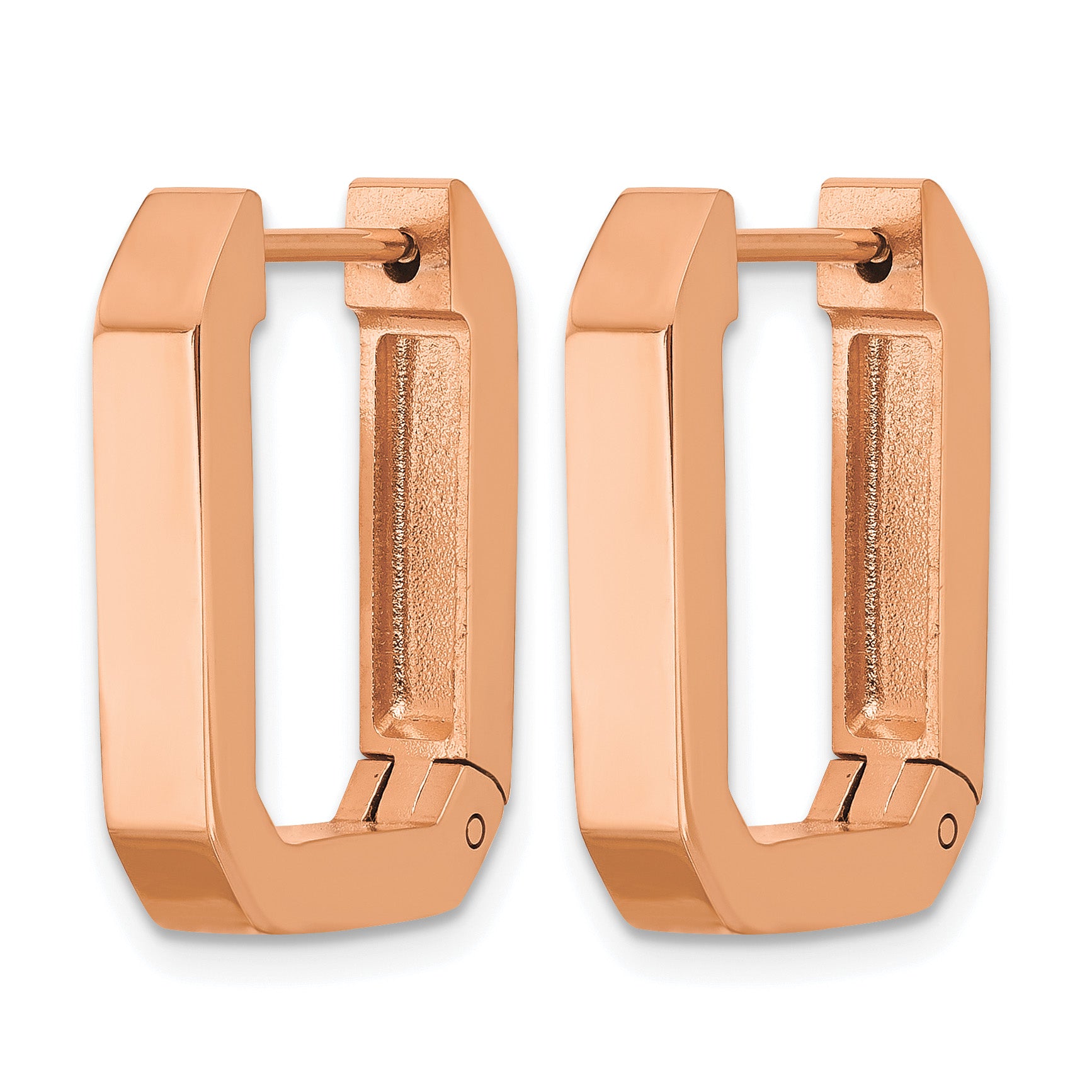 Polished Rose-Tone Stainless Steel Hoop Earrings 16mm Secondary image