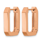 Stainless Steel Rose Gold-Tone Polished Square Hinged Hoop Earrings for Women