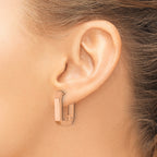 Stainless Steel Rose Gold-Tone Polished Square Hinged Hoop Earrings for Women