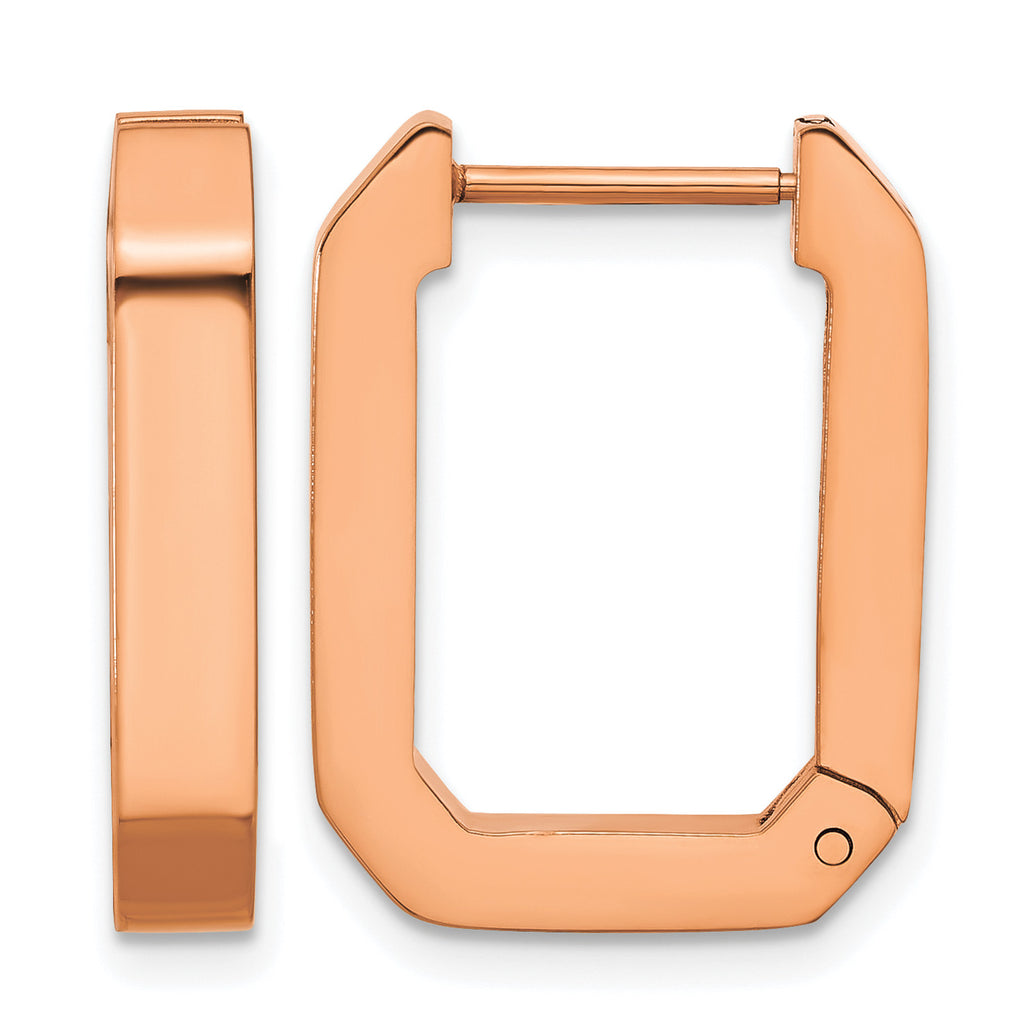 Stainless Steel Rose Gold-Tone Polished Square Hinged Hoop Earrings for Women