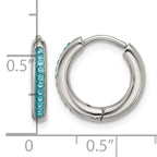 Stainless Steel Polished Blue Crystal Hoop Earrings for Women