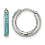 Stainless Steel Polished Blue Crystal Hoop Earrings for Women