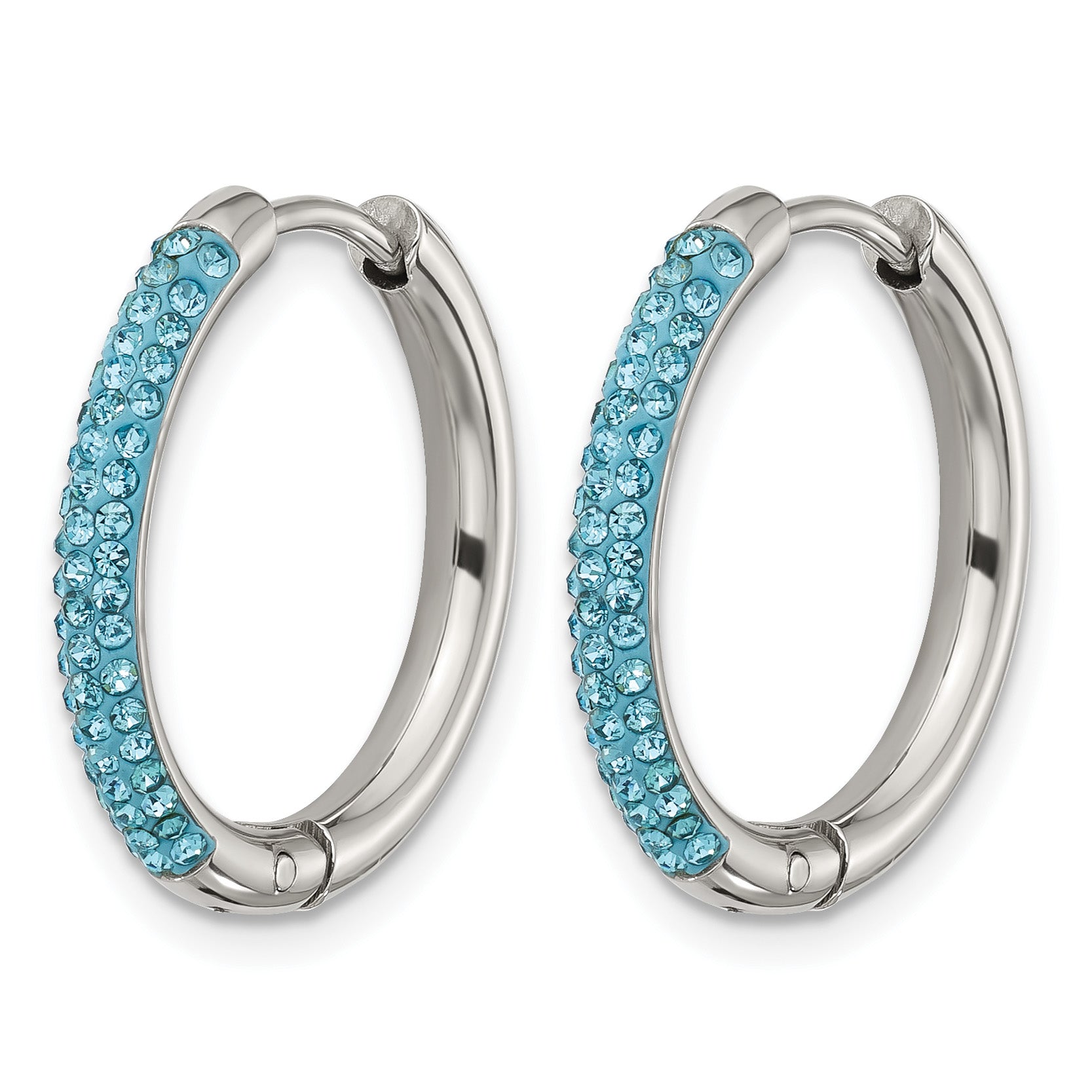 Polished Blue Crystal Stainless Steel Hoop Earrings 2.4mm Preciosa Secondary image