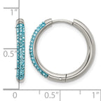 Stainless Steel Polished Blue Crystal Hoop Earrings for Women