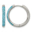 Stainless Steel Polished Blue Crystal Hoop Earrings for Women