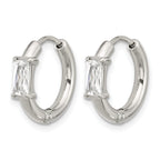 Stainless Steel Polished Hinged Cubic Zirconia Hoop Earrings for Women