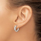 Stainless Steel Polished Hinged Cubic Zirconia Hoop Earrings for Women