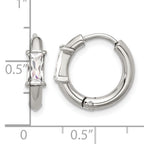 Stainless Steel Polished Hinged Cubic Zirconia Hoop Earrings for Women