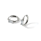 Stainless Steel Polished Hinged Cubic Zirconia Hoop Earrings for Women