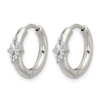 Stainless Steel Polished Marquise Hinged Cubic Zirconia Hoop Earrings for Women