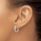 Stainless Steel Polished Marquise Hinged Cubic Zirconia Hoop Earrings for Women