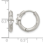 Stainless Steel Polished Marquise Hinged Cubic Zirconia Hoop Earrings for Women