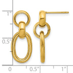 Stainless Steel Gold-Tone Polished Textured Drop Dangle Earrings for Women