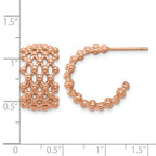 Stainless Steel Rose Gold-Tone Polished Beaded C-Hoop Earrings for Women