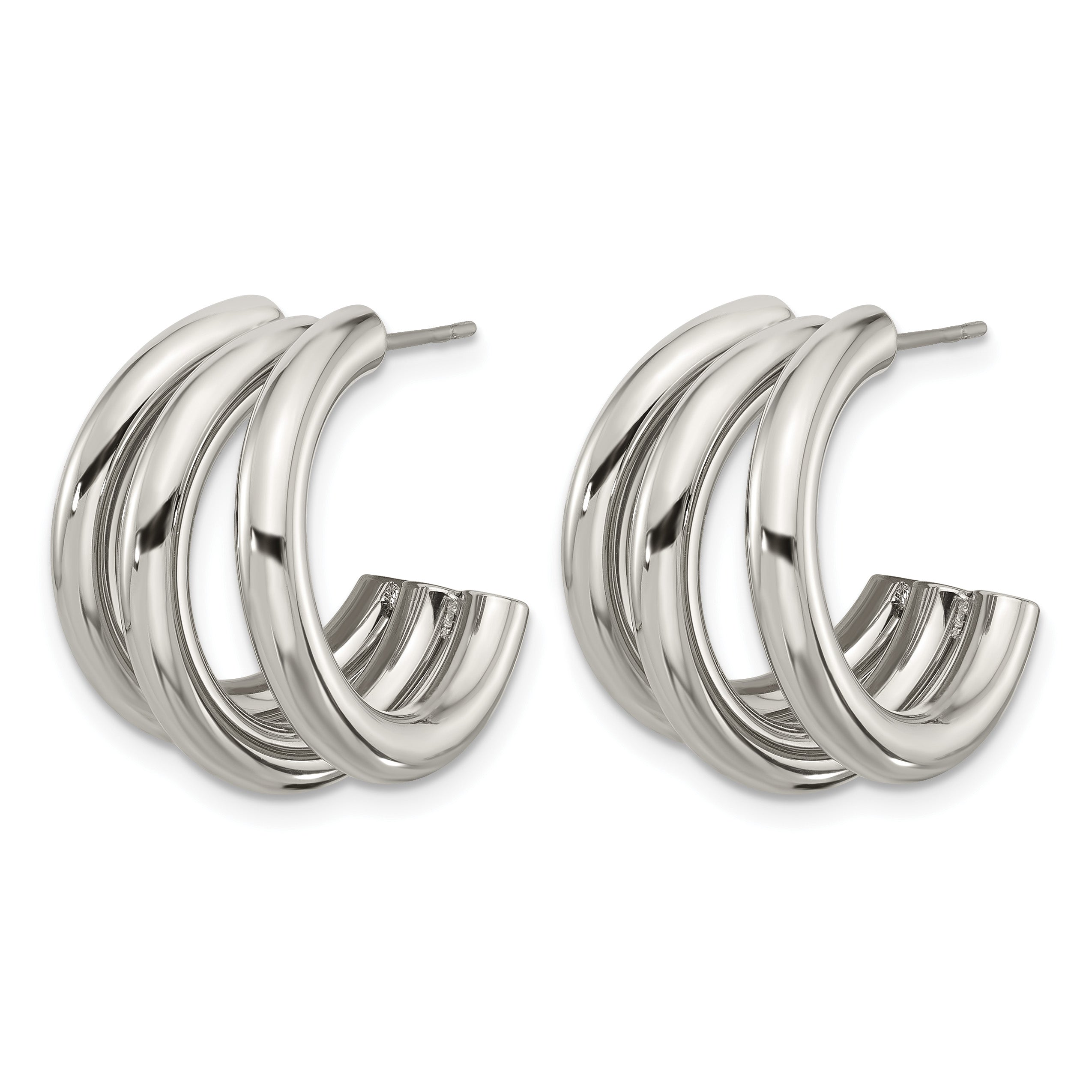 Stainless Steel Polished J-Hoop Earrings for Women