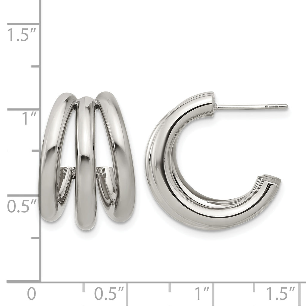 Stainless Steel Polished J-Hoop Earrings for Women