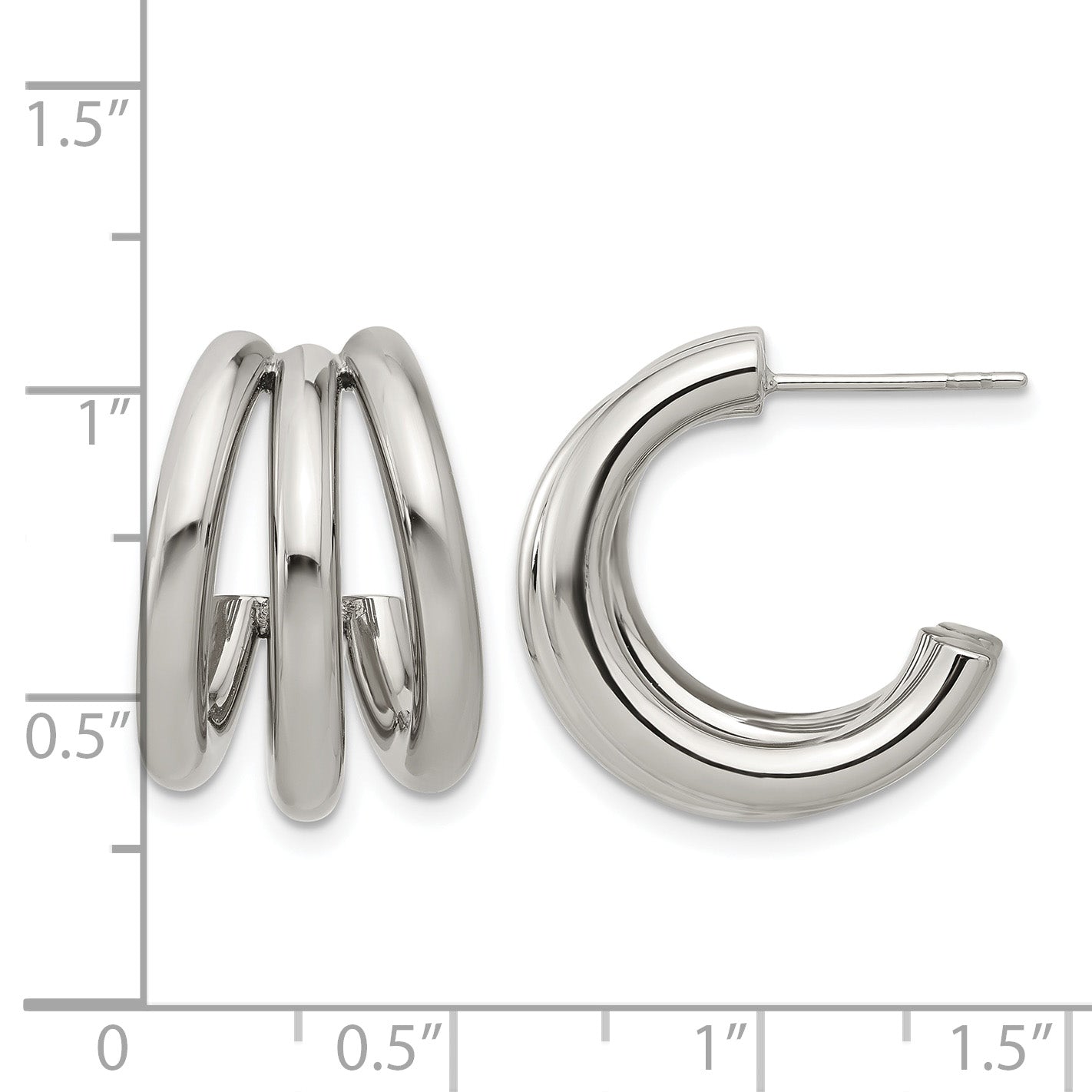 Stainless Steel Polished J-Hoop Earrings for Women