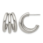 Stainless Steel Polished J-Hoop Earrings for Women