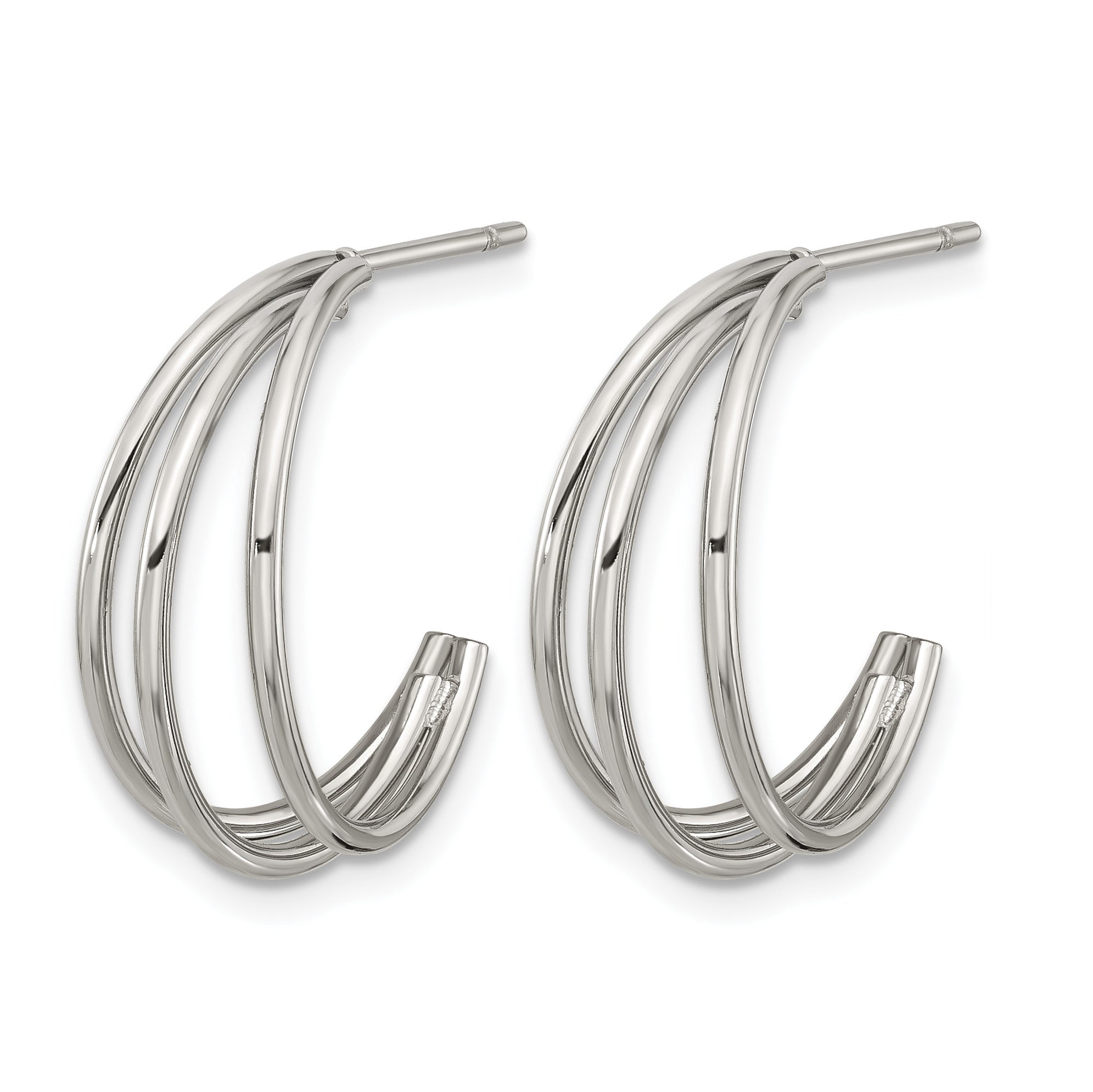 Polished Stainless Steel Hoop Earrings 7mm