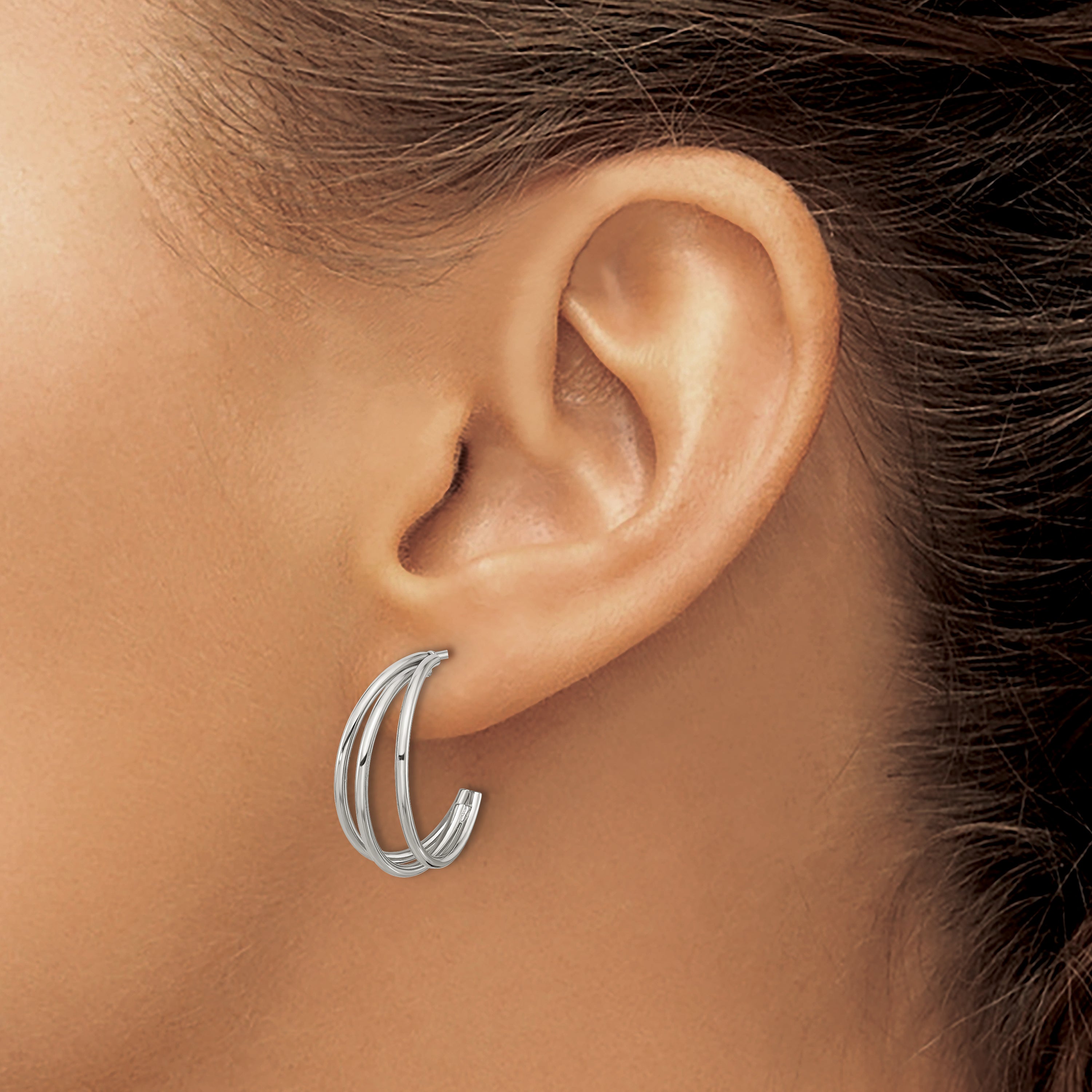 Polished Stainless Steel Hoop Earrings 7mm