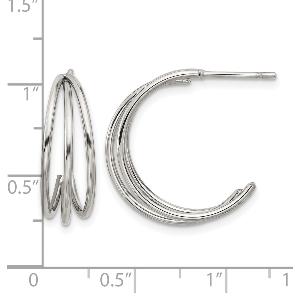 Polished Stainless Steel Hoop Earrings 7mm