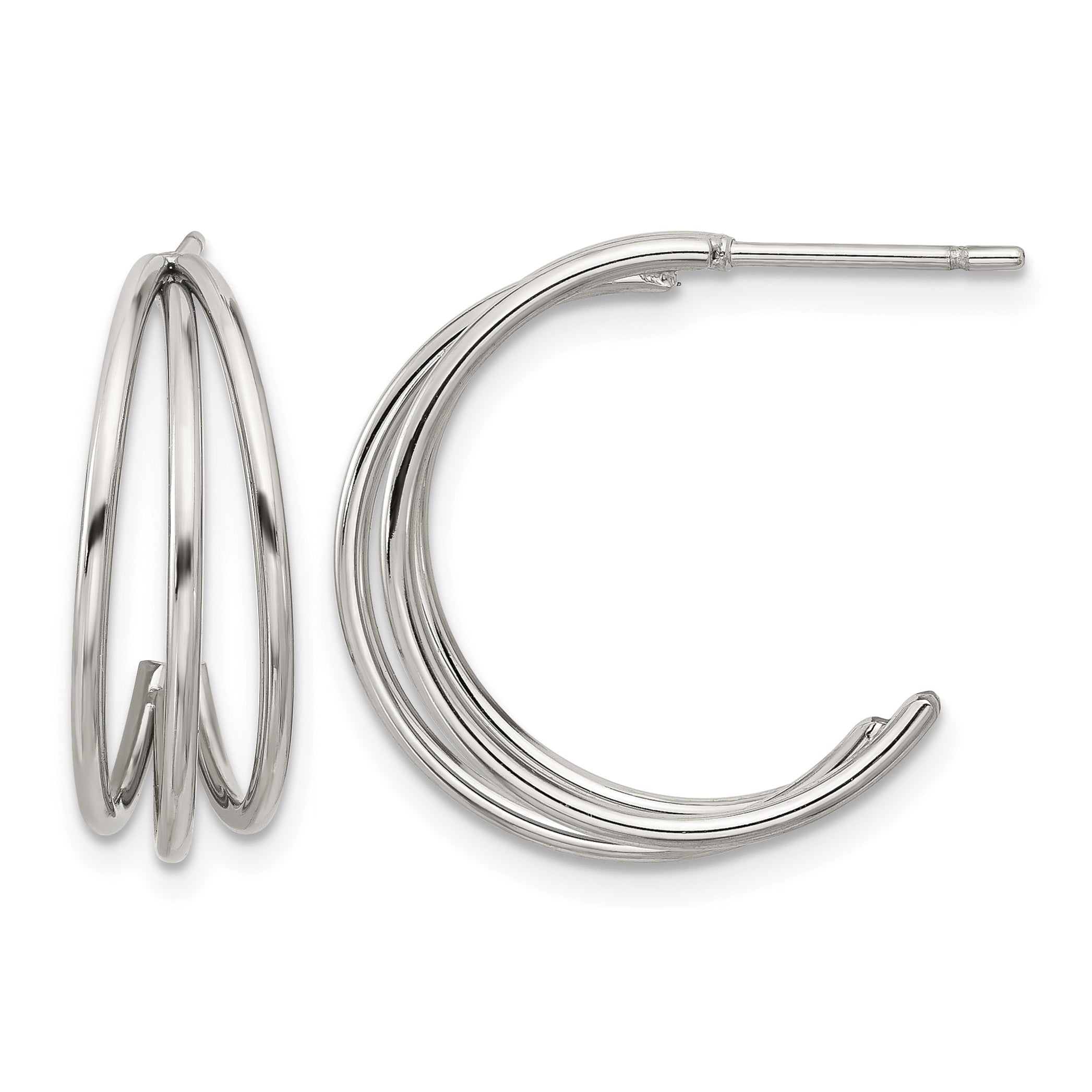Polished Stainless Steel Hoop Earrings 7mm Main image
