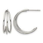 Polished Stainless Steel Hoop Earrings 7mm