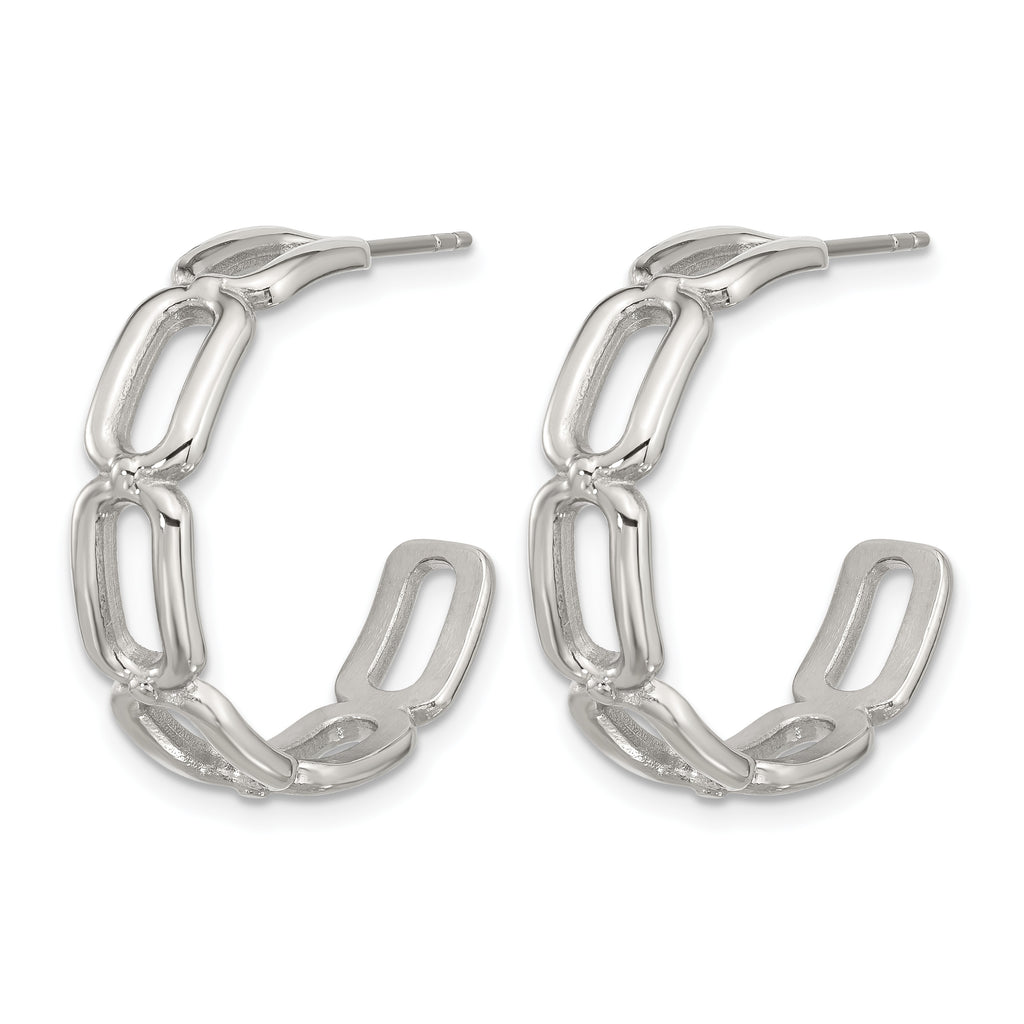 Stainless Steel Polished C-Hoop Earrings for Women