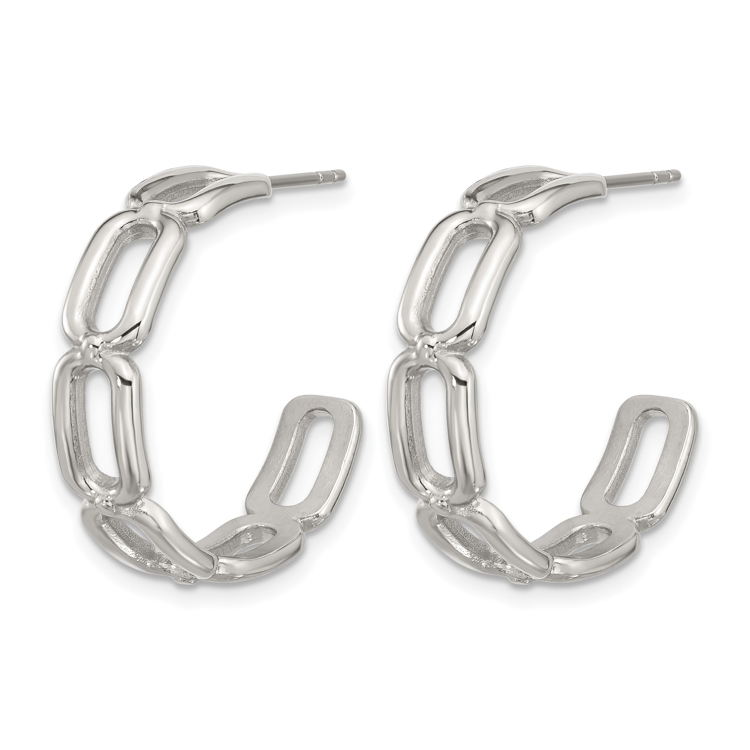 Stainless Steel Polished C-Hoop Earrings for Women