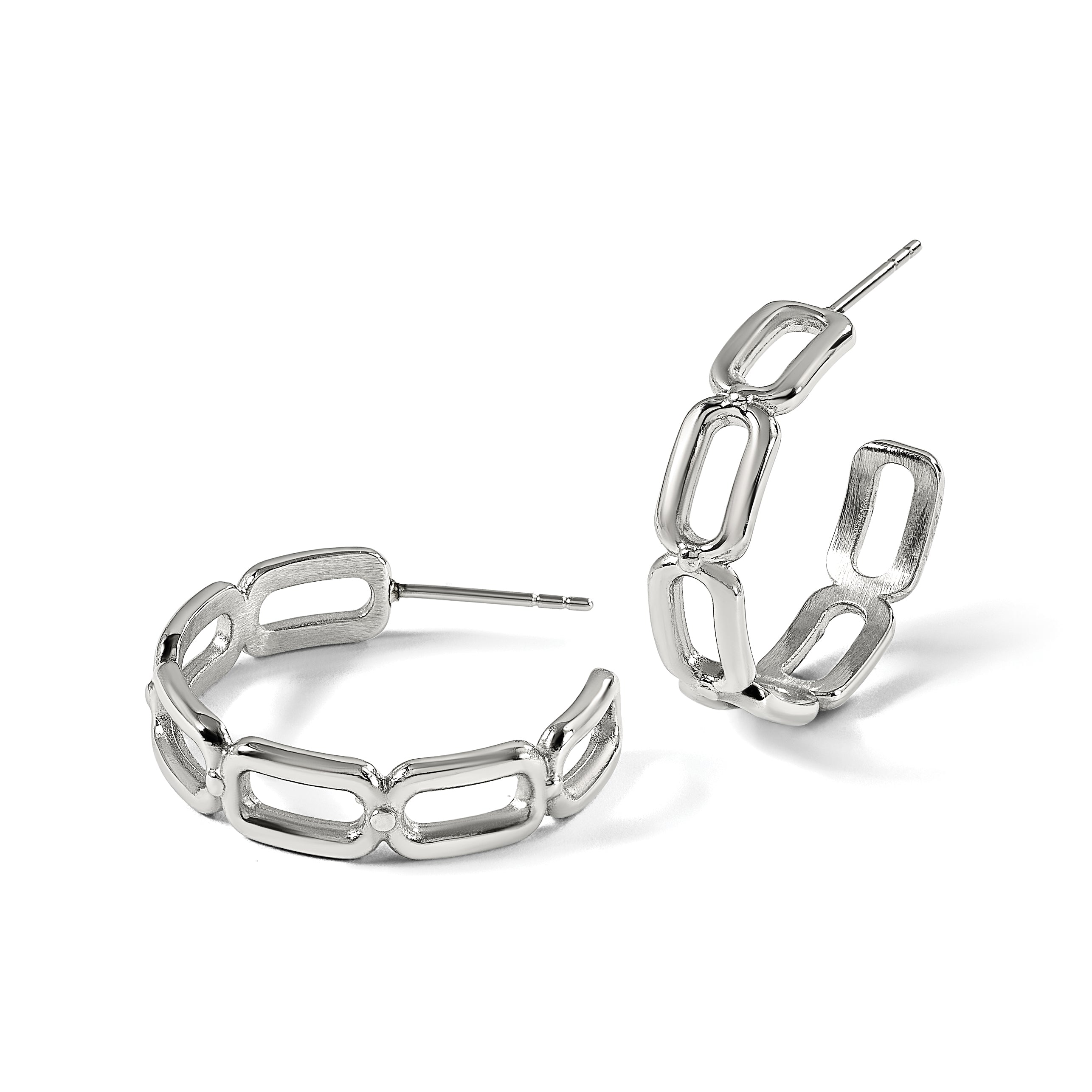 Stainless Steel Polished C-Hoop Earrings for Women
