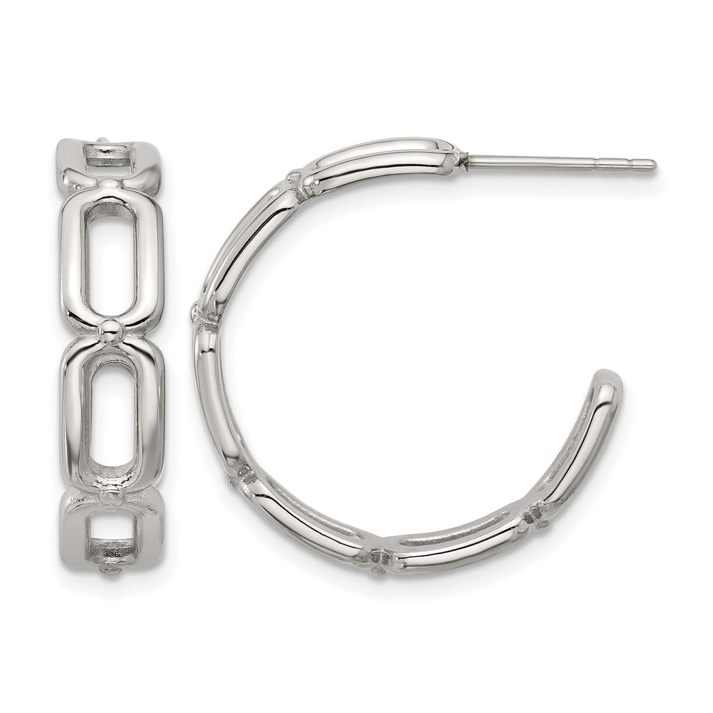 Stainless Steel Polished C-Hoop Earrings for Women