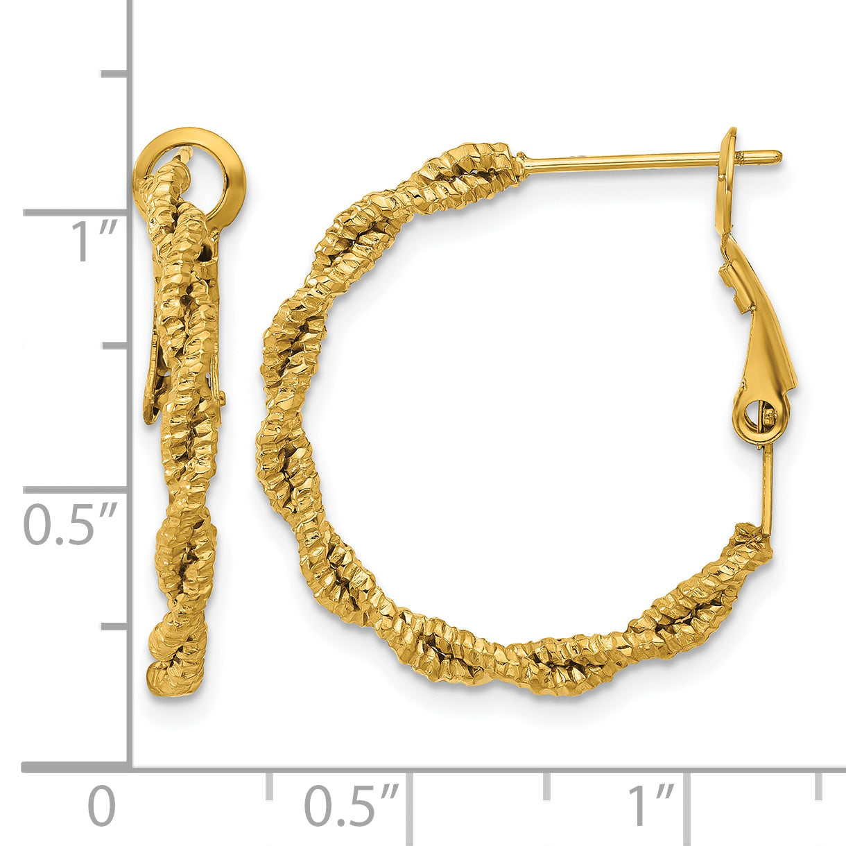 Stainless Steel Gold-Tone Polished Textured Hoop Earrings for Women