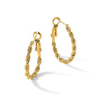 Stainless Steel Gold-Tone Polished Textured Hoop Earrings for Women