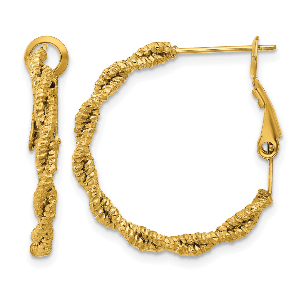 Stainless Steel Gold-Tone Polished Textured Hoop Earrings for Women
